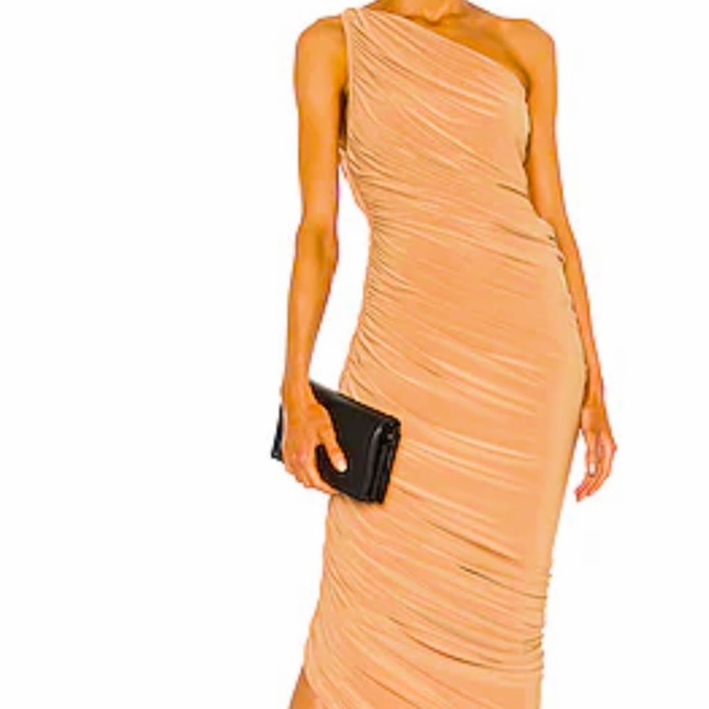Nude Norma Kamali Diana dress. Worn once. Flattering  & forgiving.
